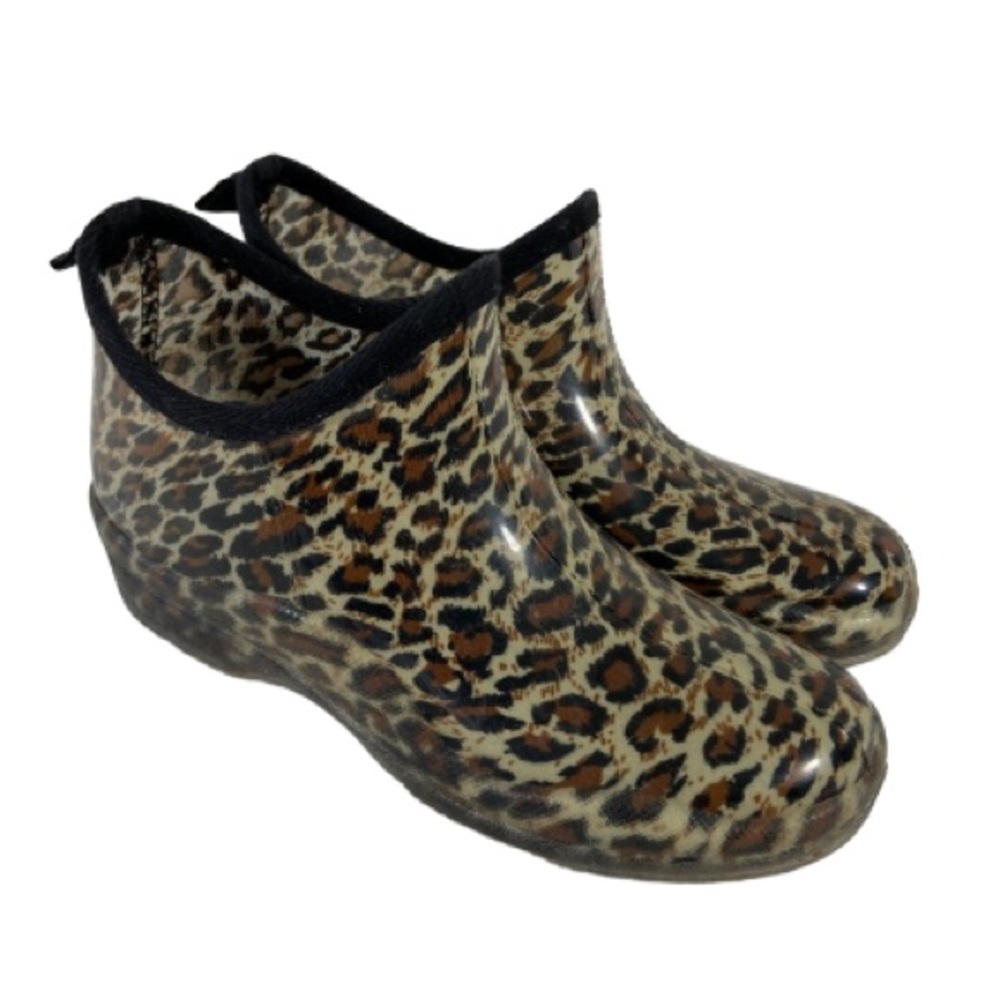 Corkys Leopard Print Slip-on Rain Booties